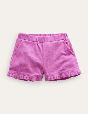 Frill Hem Towelling Shorts-Radiant Orchid Purple