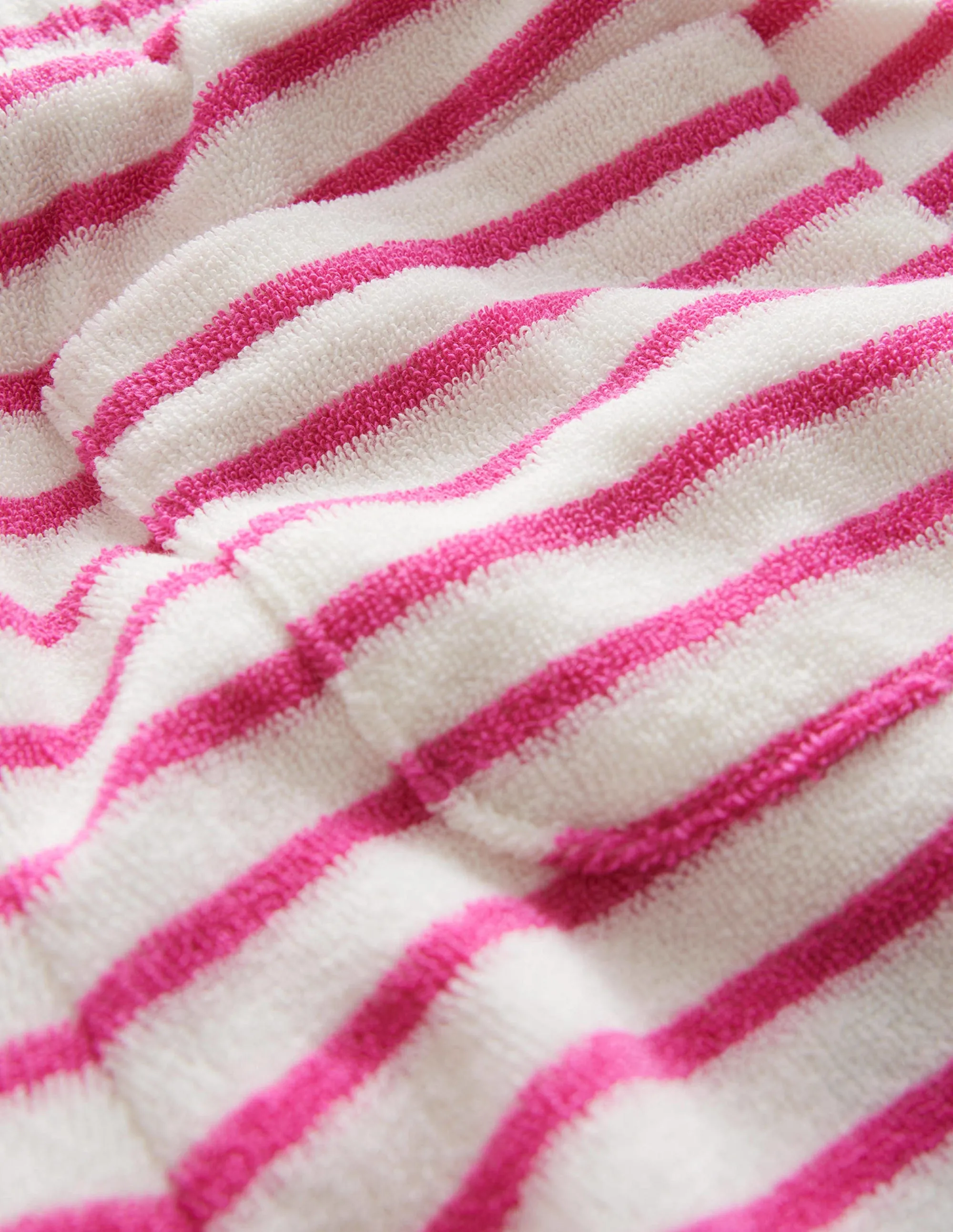 Frill Hem Towelling Shorts-Tickled Pink/Ivory