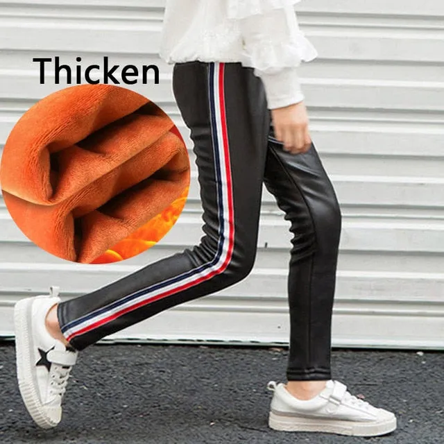 Girl Stripe PU Leggings.