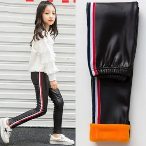 Girl Stripe PU Leggings.