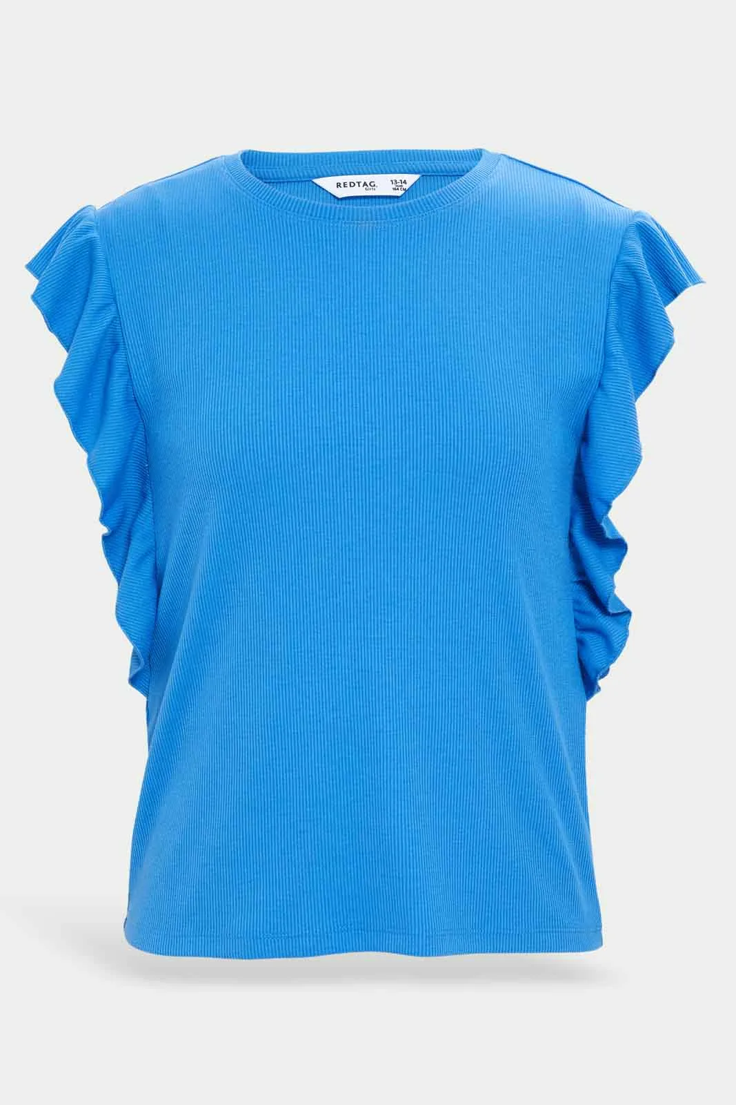 Girls Blue Ruffled Sleeve Blouse