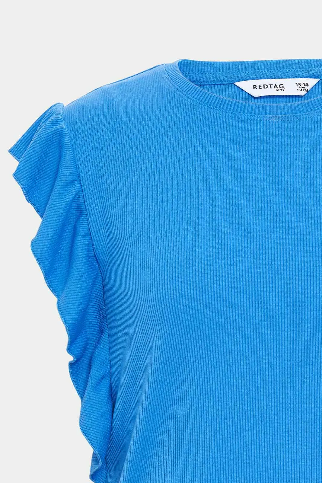 Girls Blue Ruffled Sleeve Blouse