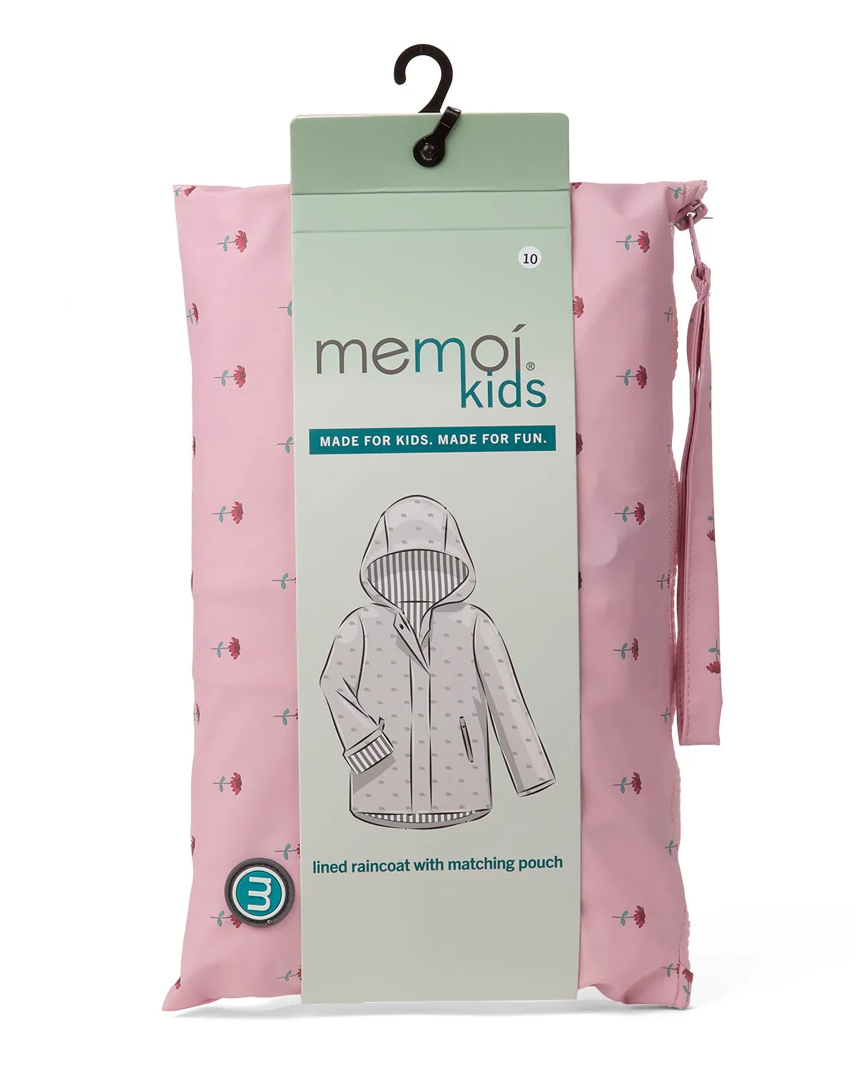 Girls "Flowers In Bloom" Lined Raincoat with Attached Storage Pouch