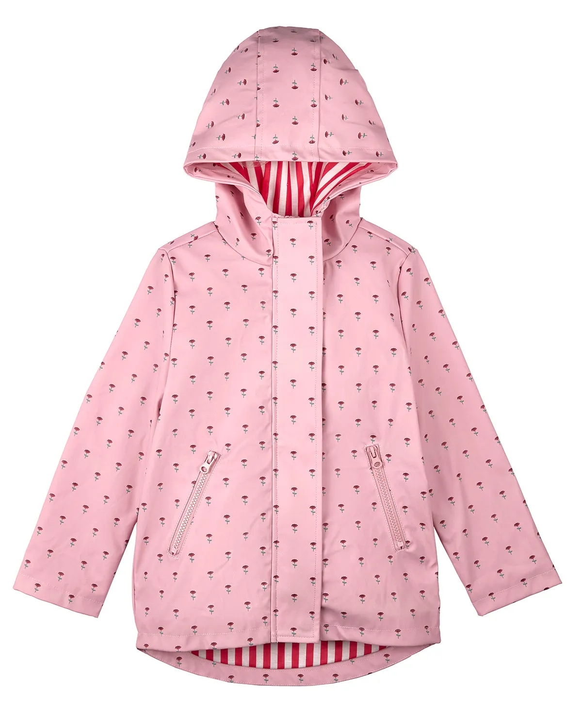 Girls "Flowers In Bloom" Lined Raincoat with Attached Storage Pouch