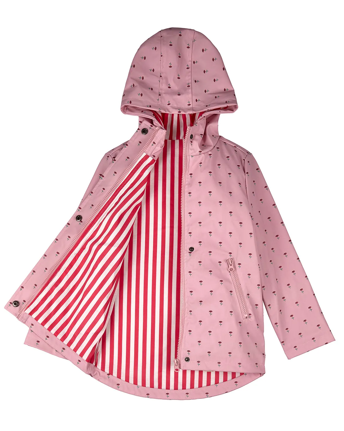 Girls "Flowers In Bloom" Lined Raincoat with Attached Storage Pouch