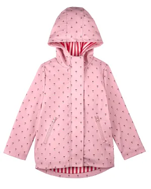 Girls "Flowers In Bloom" Lined Raincoat with Attached Storage Pouch