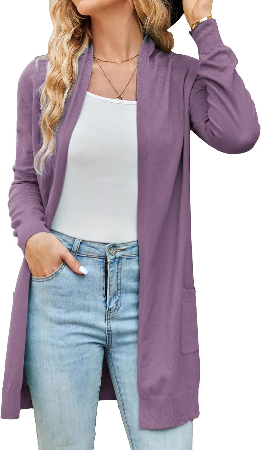 GRACE KARIN Women Lightweight Cardigan Sweaters with Pocket Long Sleeve Shrugs