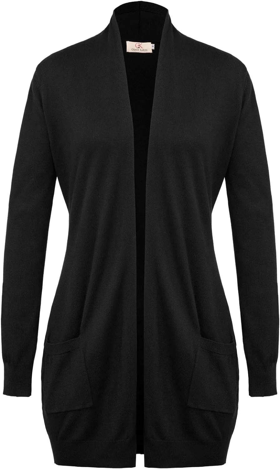 GRACE KARIN Women Lightweight Cardigan Sweaters with Pocket Long Sleeve Shrugs