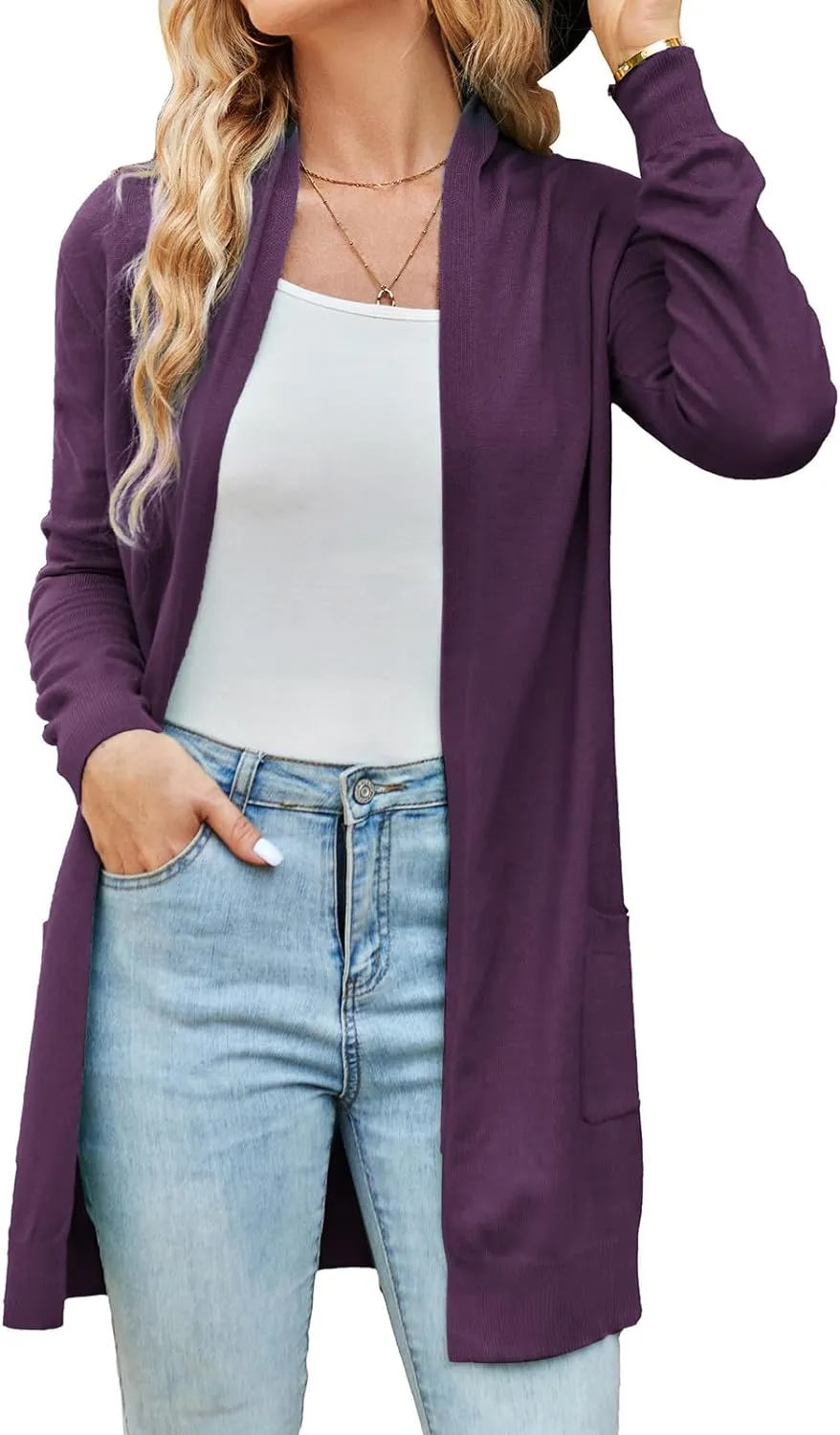 GRACE KARIN Women Lightweight Cardigan Sweaters with Pocket Long Sleeve Shrugs