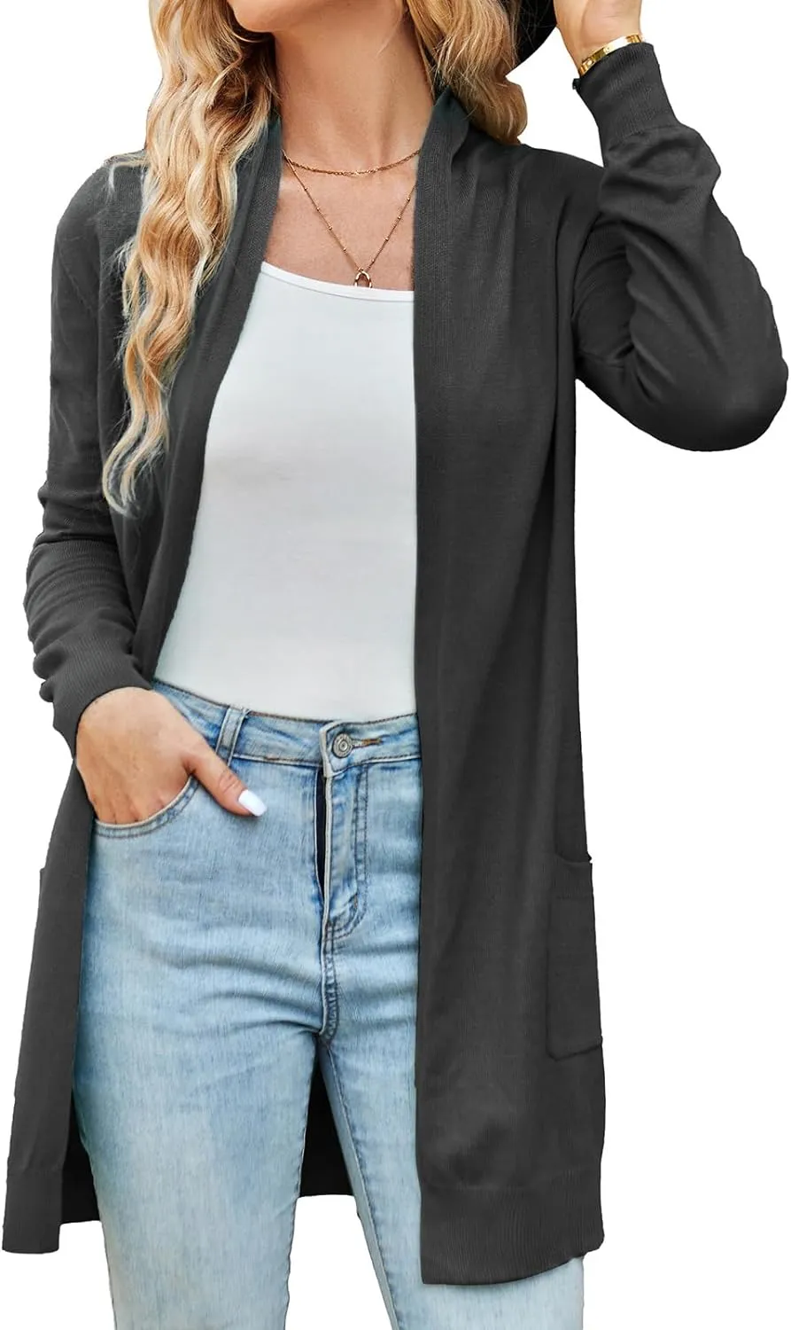 GRACE KARIN Women Lightweight Cardigan Sweaters with Pocket Long Sleeve Shrugs