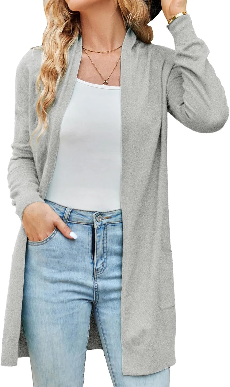 GRACE KARIN Women Lightweight Cardigan Sweaters with Pocket Long Sleeve Shrugs