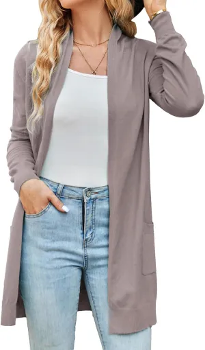 GRACE KARIN Women Lightweight Cardigan Sweaters with Pocket Long Sleeve Shrugs