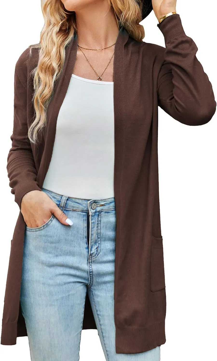 GRACE KARIN Women Lightweight Cardigan Sweaters with Pocket Long Sleeve Shrugs