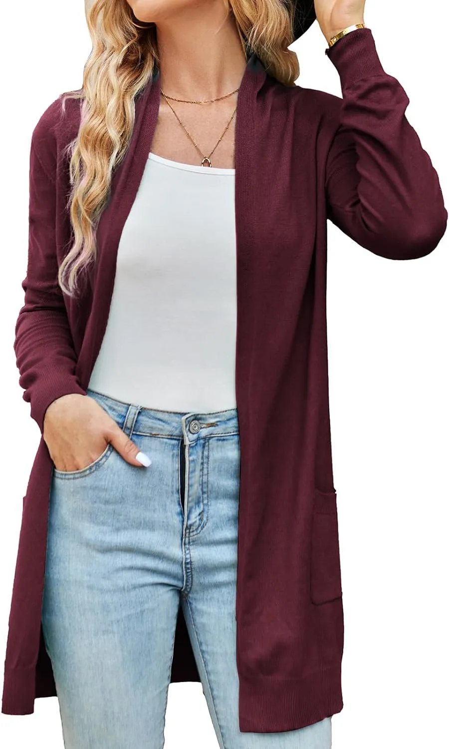 GRACE KARIN Women Lightweight Cardigan Sweaters with Pocket Long Sleeve Shrugs