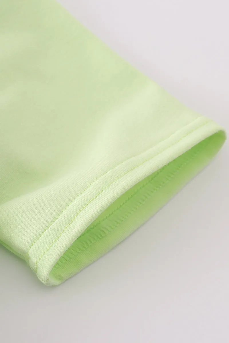Green ice cream embroidery shorts set