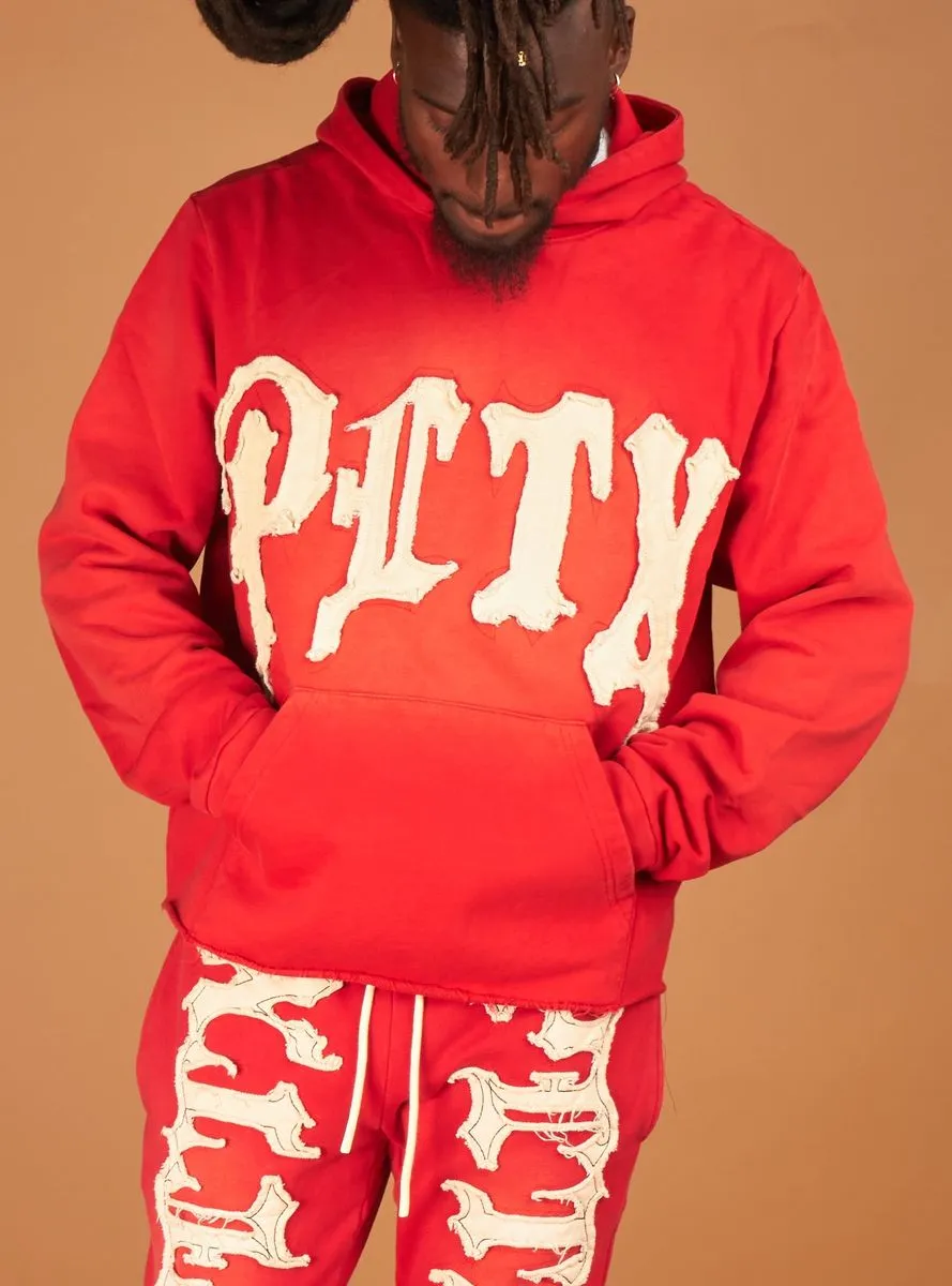 Hale Cropped Stacked Sweat Fit (Red/Cream)