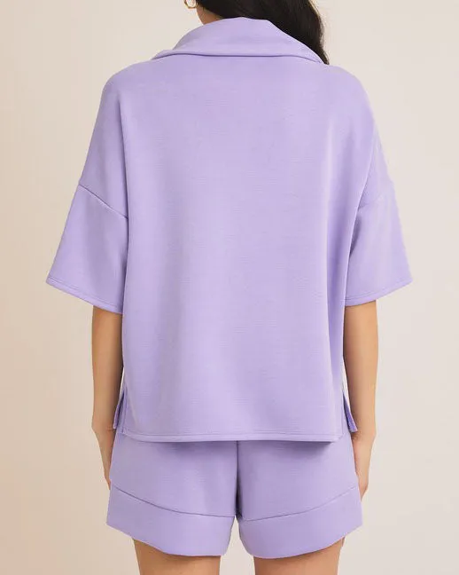 Half Zip Top & Shorts Set - Lavender