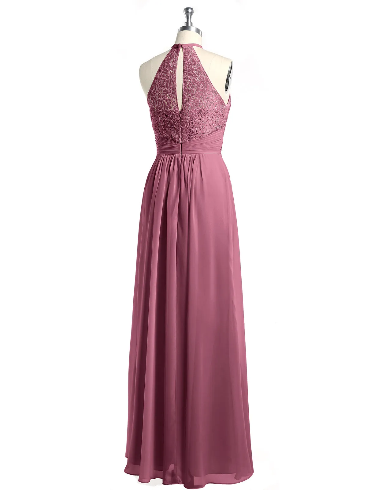Halter Chiffon And Lace Long Dresses Mulberry Plus Size