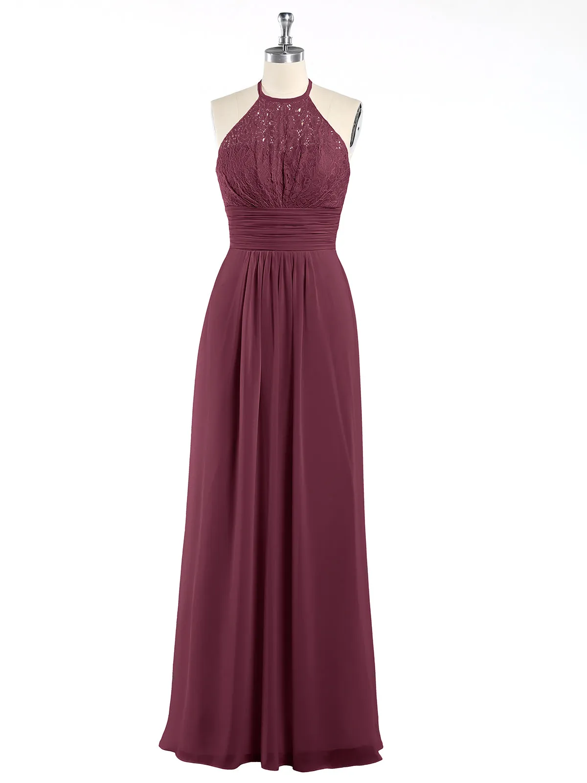 Halter Chiffon And Lace Long Dresses Mulberry Plus Size