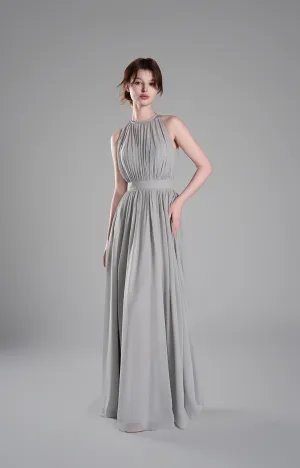 Halter Neckline Pleated Cinched Waist Dresses