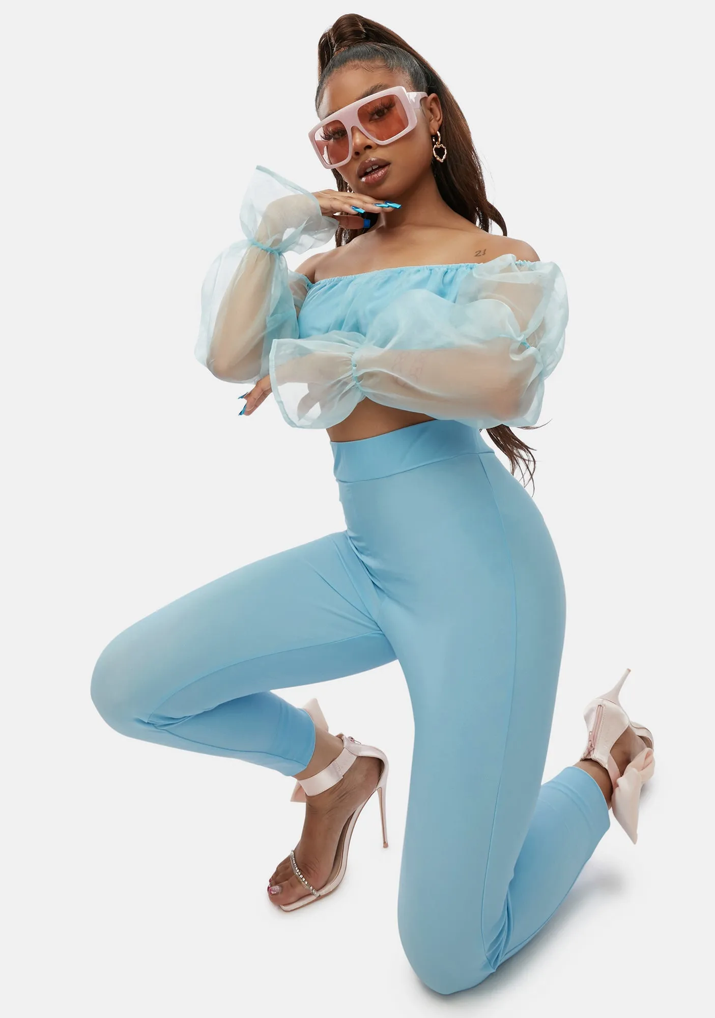 Having A Ball Off The Shoulder Organza Top Set
