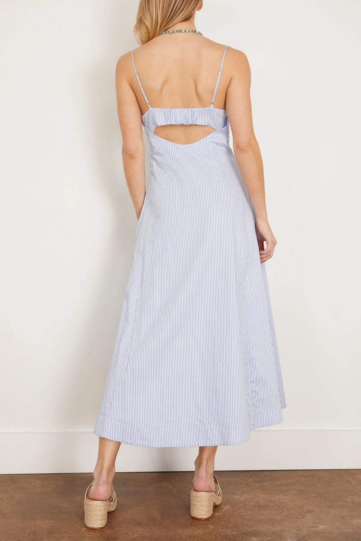 Honor Cami Midi Dress in Blue Hydrangea Stripe
