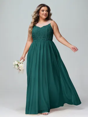 Illusion Neckline Lace and Tulle Maxi Dress-Peacock Plus Size