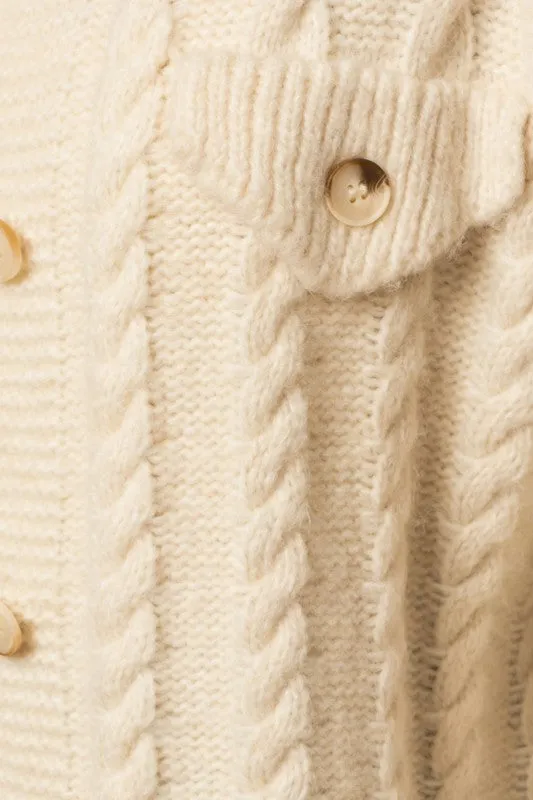 Jen Collared Cable Sweater Cardigan
