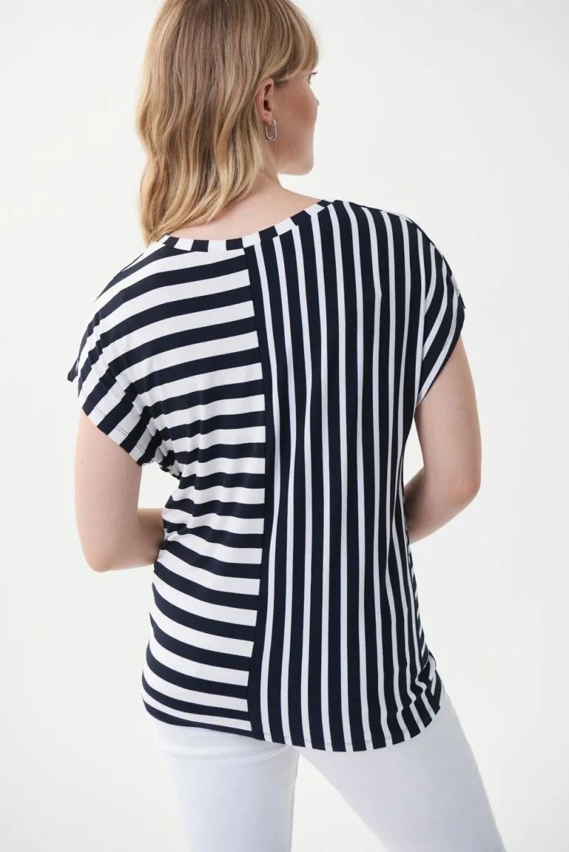 JOSEPH RIBKOFF 222281 Navy Stripe Top