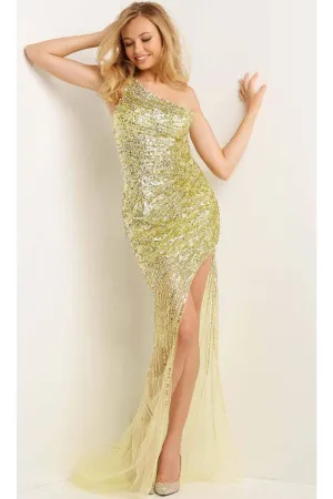 Jovani 05647 Embellished One-Shoulder Sheath Dress
