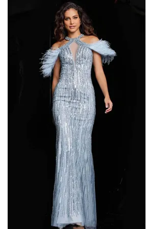 Jovani 37563 - Beaded Fringe Long Dress