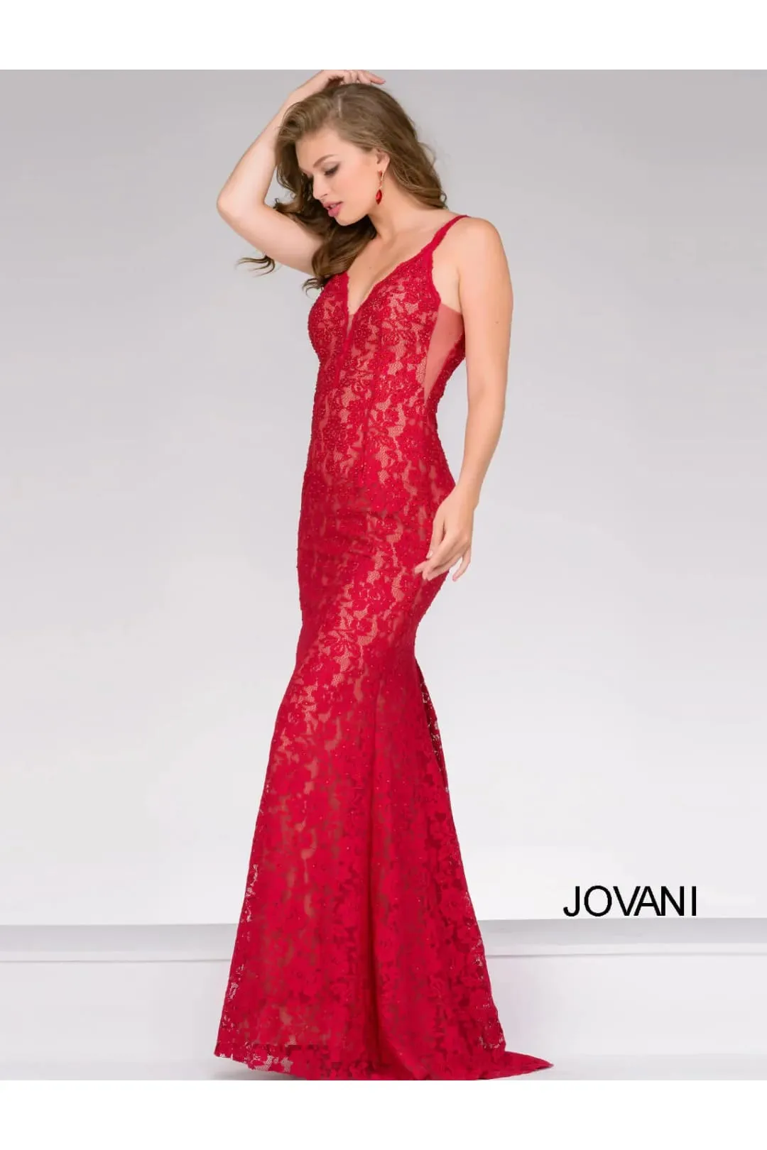 Jovani 48994 Sleeveless Lace Prom Dress