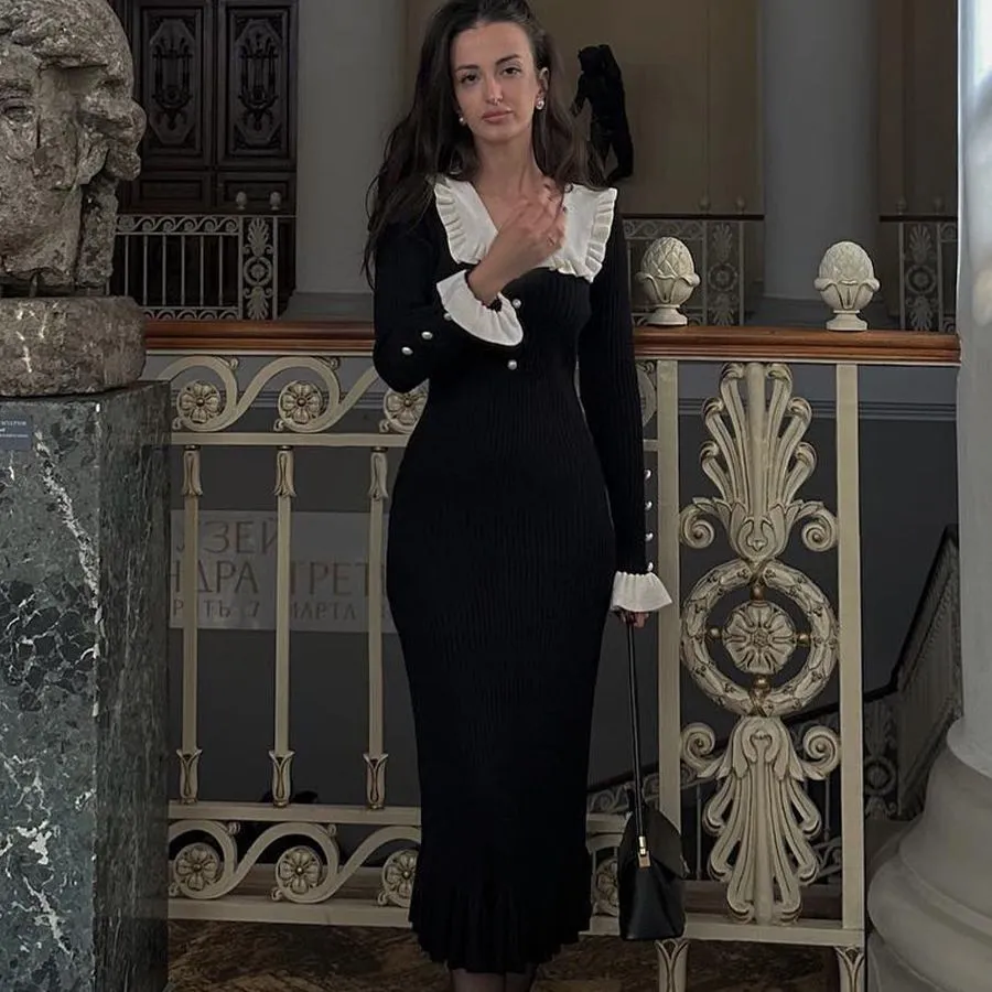 Knitted collared Dress