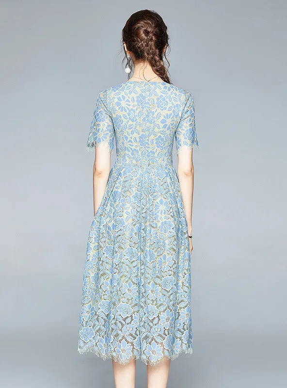 Lace Short Sleeve Summer Dress