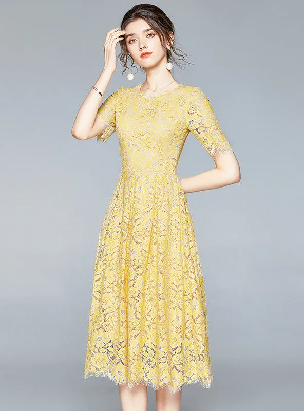Lace Short Sleeve Summer Dress