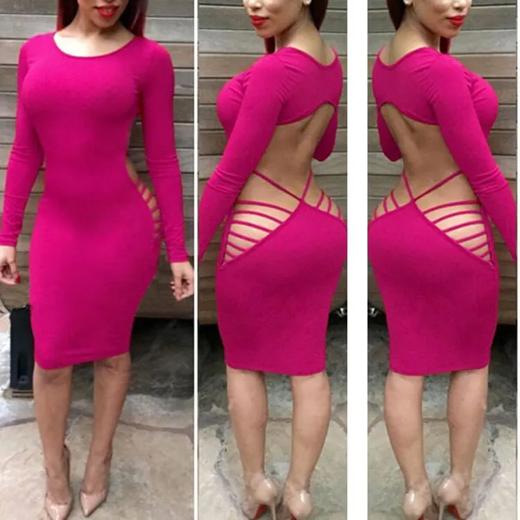 Lace Up Backless Bodycon Dress