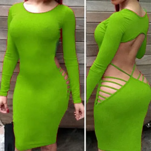 Lace Up Backless Bodycon Dress