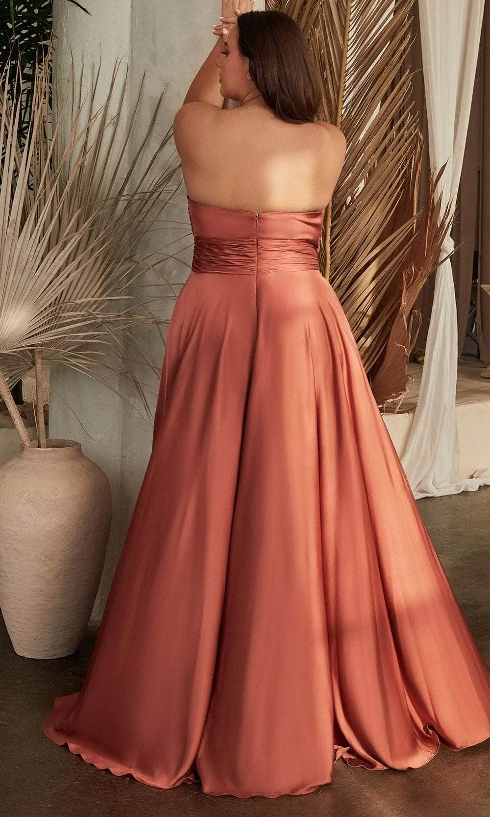Ladivine 7496C - Sweetheart Knotted Evening Gown