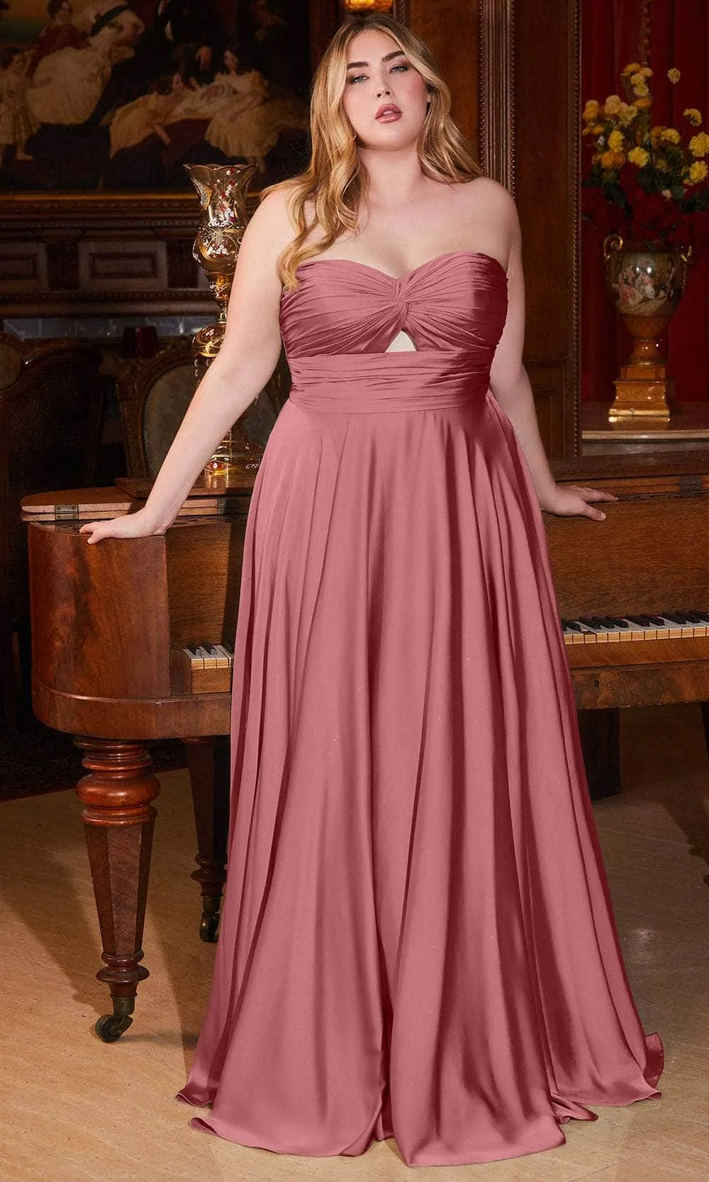 Ladivine 7496C - Sweetheart Knotted Evening Gown