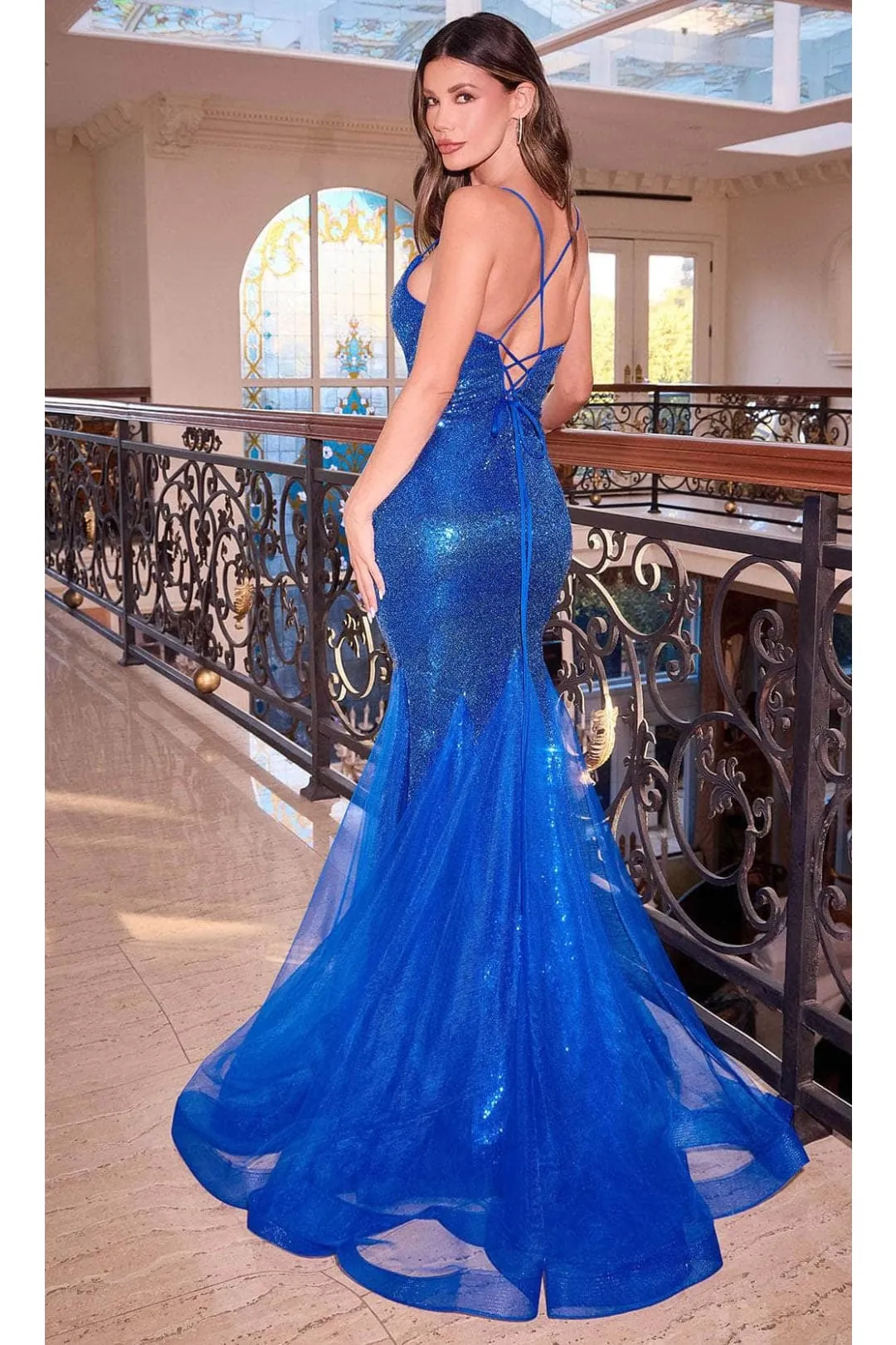 Ladivine CC4006 Plunging V-Neck Prom Gown