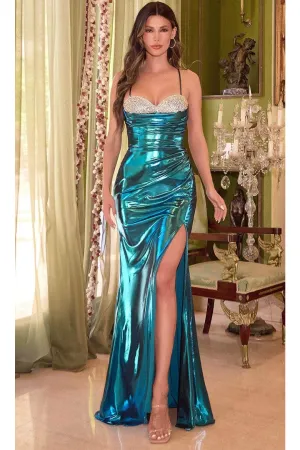 Ladivine CD352 - Rhinestone Crisscross Strap Gown