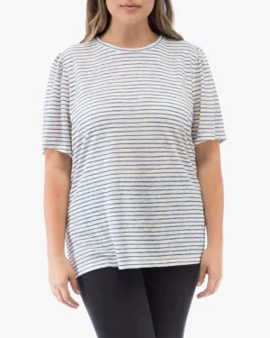 Leighton Puff Sleeve Tee | Navy / White