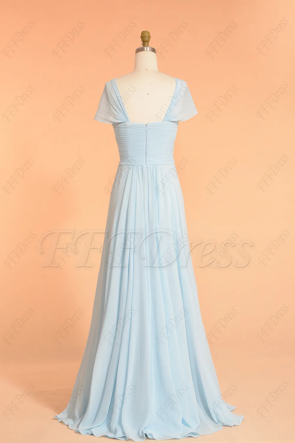Light blue long bridesmaid dresses