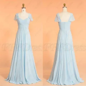 Light blue long bridesmaid dresses