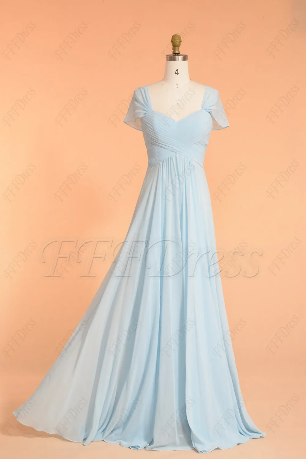 Light blue long bridesmaid dresses