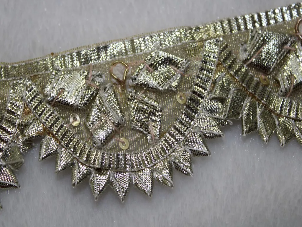 Light Golden Scalloped Gota Work Embroidered Border