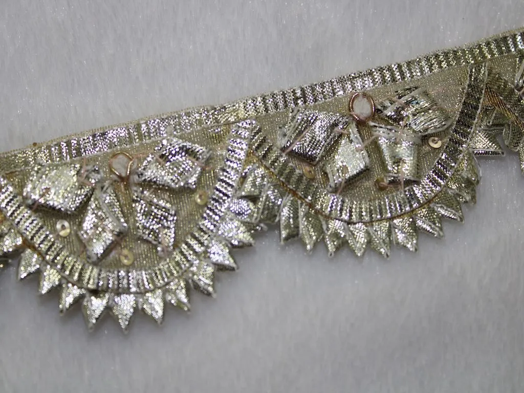 Light Golden Scalloped Gota Work Embroidered Border