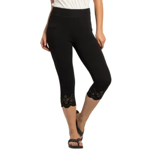 lily morgan Women's Tropical Solid Lazer Cut Capris