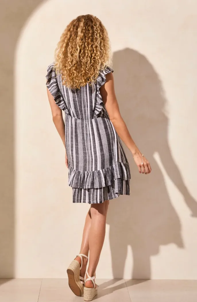 Linen Blend Flounced Dress