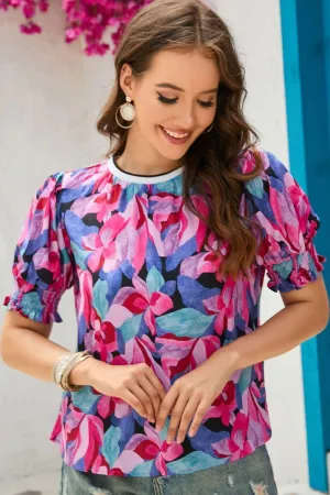 Live Life In Color Floral Puff Sleeve Top